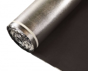 black vapor barrier underlayment with silver foil